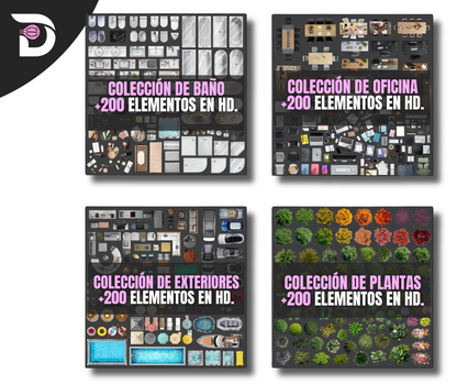 Colección +2000 Bocetos de Muebles y Texturas PNG