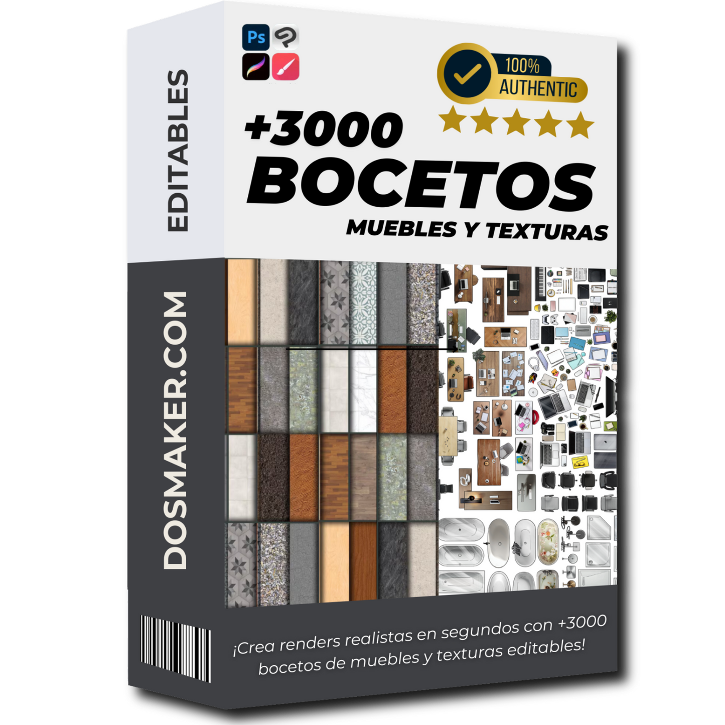 Colección +2000 Bocetos de Muebles y Texturas PNG